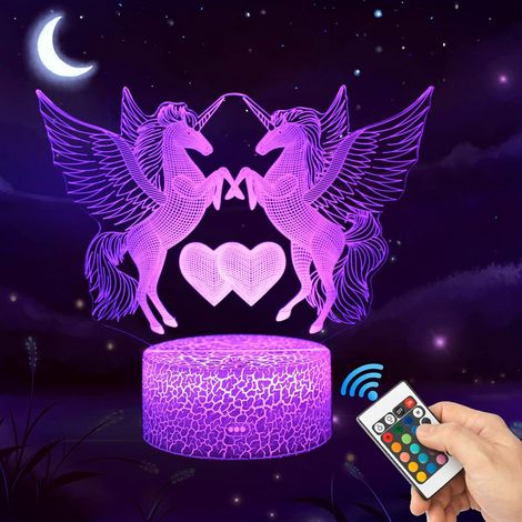 MINKUROW Lampada 3d Unicorno Luce Notturna A Led Con Telecomando, 16 Colori Selezionabili Lampada Notturna Touch Dimmerabile Regalo Di Compleanno, Regali Di Buon Natale Per Ragazze Uomini Donne Bambin (1/5)