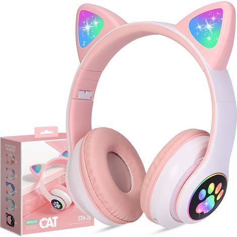 Bluetooth 6.0 TCJJ-Audiogehäuse für Kinder, kabelloser Chat, mit LED-Leuchten, begrenzte Lautstärke auf 85 dB, Mikrofon, biegsam, ohne Kabel und Kabel (3,5-mm-Klinkenstecker), integriertes Mikro, idea (1/5)