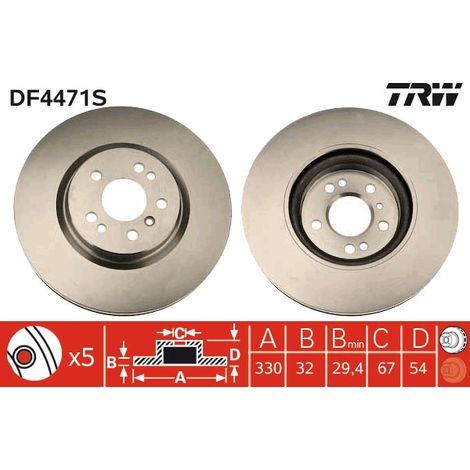 Lot de 2 Disques de frein TRW Automotive DF4471S MERCEDES-BENZ 164 421 04 12