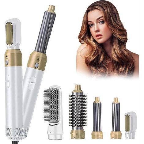 Set de cepillo secador de pelo 5 en 1, cepillos de aire caliente, rizador automático, cepillo secador de pelo, moldeador de aire (1/5)