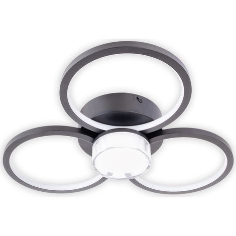 Naeve CIMO Plafonnier LED à triple anneau à intensité variable, noir 3 000 K