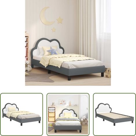 vidaXL Kopfteil - Kinderbettgestell mit Kopfteil Hellgrau 90 x 190 cm PU (1/5)