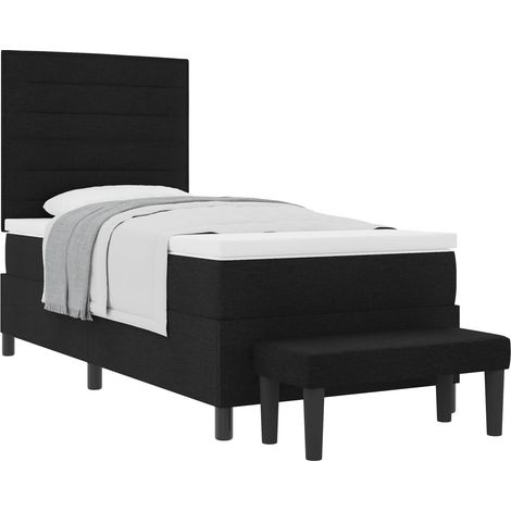 Box Spring Bed with Mattress Black 90 x 190 cm Fabric vidaXL (1/5)