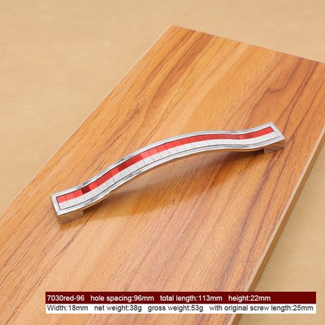 Poignée de tirage en alliage de zinc pour porte, placard, armoire, accessoire de mobilier (Rouge demi-teinte, 96 mm)