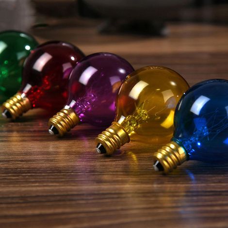 25 ampoules à incandescence G40 de rechange, 5 couleurs, 7 W, 220-240 V, culot E12 ( ) (1/4)