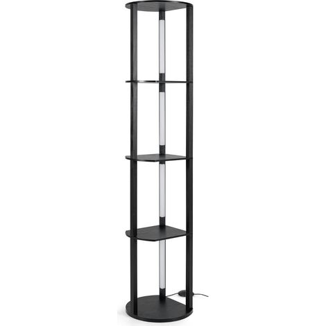 Lampada da terra con ripiano versatile 35 x 30 x 163 cm 3 livelli di luminosità design moderno in MDF nero 200012303