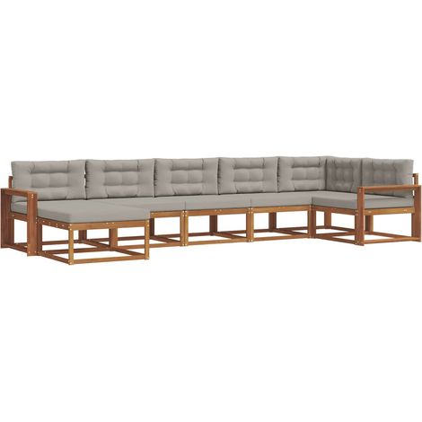 Conjunto de sofás de exterior 7 uds. Gris Natural y Claro vidaXL (1/5)