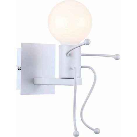 Créatif Rétro Applique Murale Intérieur Vintage Lampe murale Industriel Lampe de Mur Fer à Repasser Art Déco E27 Base pour Bar, Chambre à Coucher, Cuisine, Restaurant, Café, Couloir, Blanc [Cl (1/5)