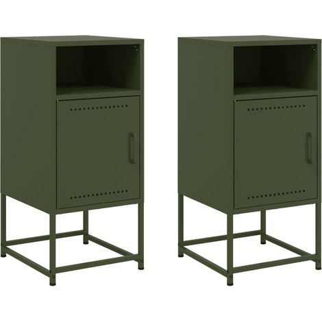 Maison Exclusive - Nachttische 2 Stk. Olivgrün 36x39x78 cm Stahl