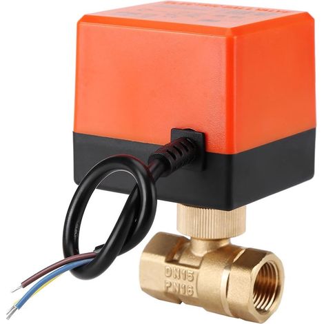 Vanne à boisseau sphérique électrique motorisée AC 220 V en laiton 2 voies 3 fils 1, 6 MPa DN15 DN25 (DN15) (1/5)