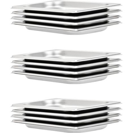 vidaXL Gastronorm Containers 12 pcs GN 1/4 20 mm Stainless Steel