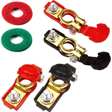 4 Pcs Connecteurs Borne De Batterie 12V/24V, Coupe Batterie Avec Tampon Anti-Corrosion Pour Voitures, Camions, Bateaux, Maisons Mobiles (1/5)