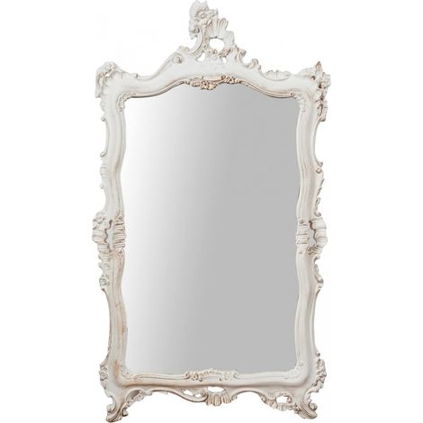Biscottini Miroir Mural 66,5x7,5x118,5 cm Miroir de Salle de Bain avec Cadre en Bois Miroir Mural Blanc Miroir Mural décoratif Mural (1/3)