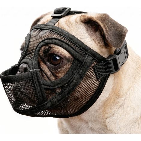 Adjustable Muzzle for Dogs with Short Muzzle Small Dog Size Breathable Mask Anti Bite Chew Barking (1/5)