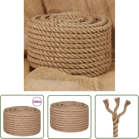 The Living Store Corde de jute 100 m de long 16 mm d'épaisseur - Corde En Jute - Corde Naturelle - Corde Artisanale - Ficelle De Jute - Décoration Murale (1/5)