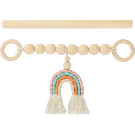 Attache pour Rideau Artisanal Bois et Coton - Cordon Tissage 25cm (Multicolore) (1/5)