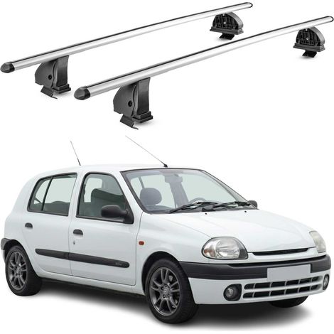 OMAC Barres de toit transversales en aluminium pour Renault Clio II HB \ Clio Storia 1998-2005 – TÜV / DIN 75302:2019 – Antivol inclus – Charge max 75 kg – 2 barres – Gris (1/5)