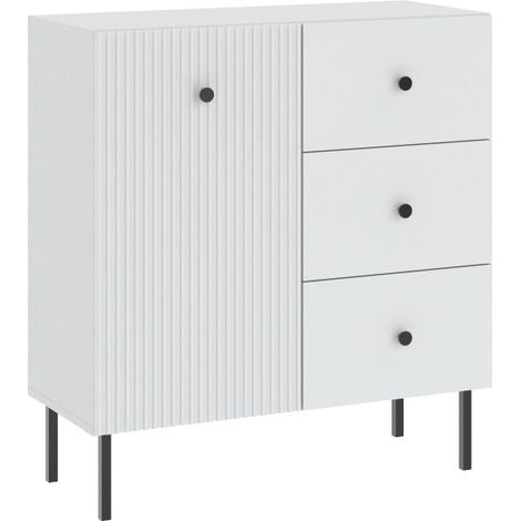 Buffet VIENA 1 Portes - 3 Tiroirs Blanc - Noir