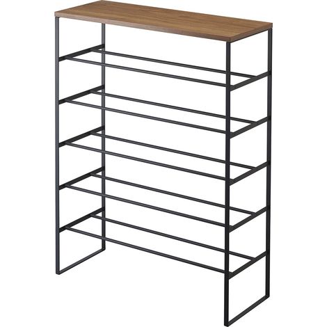 Scarpiera con 5 livelli legno e metallo nero Tower - L66 cm (1/6)