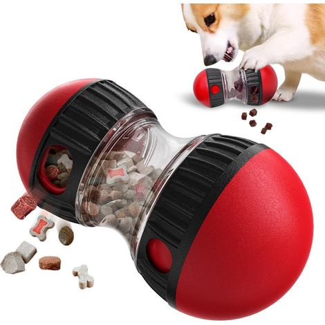 Jouet pour Chien Indestructible, Jouets pour Chiens Interactif de Mangeoire, Cadeau d'anniversaire pour Chien à Couinement (Rouge)