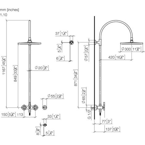 DORNBRACHT 26622892-42 Colonne de douche avec robinetterie TARA (1/2)