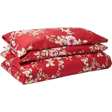 Parure de lit avec Housse de Couette 240x260x1 cm Rouge (1/5)