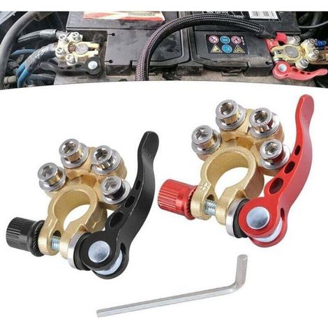 Connecteur De Borne De Batterie - Laiton - 4 Voies - Pour Voiture Moto Bateau Caravane - 2 Pièces (1/4)