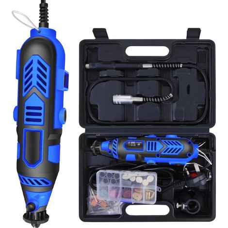 Jeu d'outils rotatifs câblés, 135 watts, vitesse de rotation à 6 vitesses (10000-32000 TR / min), y compris arbre de forage flexible, compatible avec l'outil rotatif électrique multifonction Dremel, a (1/5)