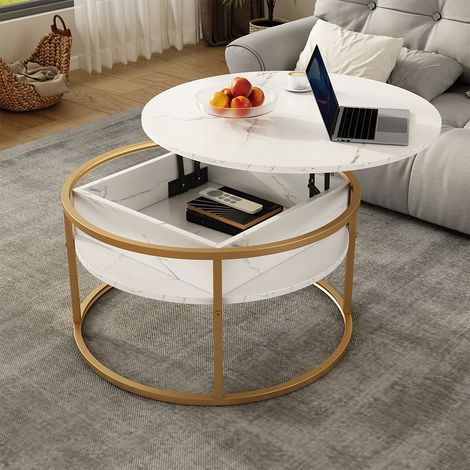 tavolino soggiorno Marlo, Bianco/Oro, 77 x 77 cm, Vicco (1/5)