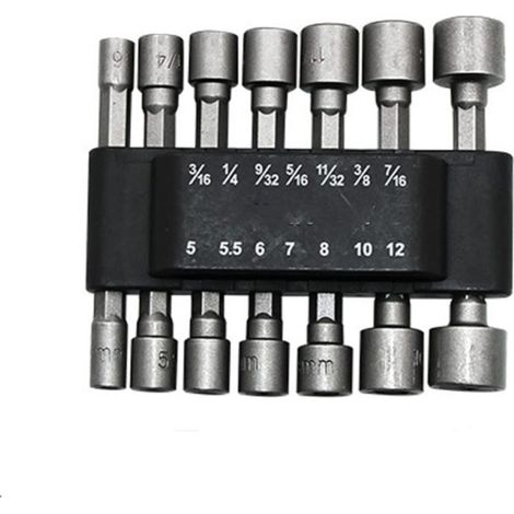 Juego de llaves de vaso hexagonales de 5-13 mm, 14 piezas, no magnéticas (1/4") (1/5)