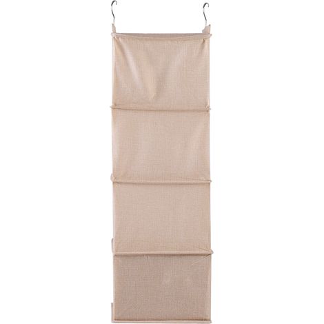 Hängender Kleiderschrank-Organizer mit Fächern und Schublade, Leinen, Beige, Maße 84x29x29cm, Kapazität 2 drehbare Fächer (1/5)