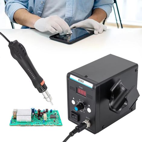 Station à air chaud 220V – pistolet à air chaud 100–500°C – écran LED d’affichage de température – conversion ℃/℉ – outil de dessoudage et réparation électronique