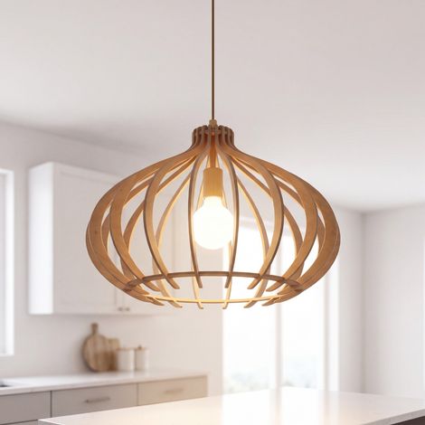 Hängelampe Modern in Holz Optik (1/5)