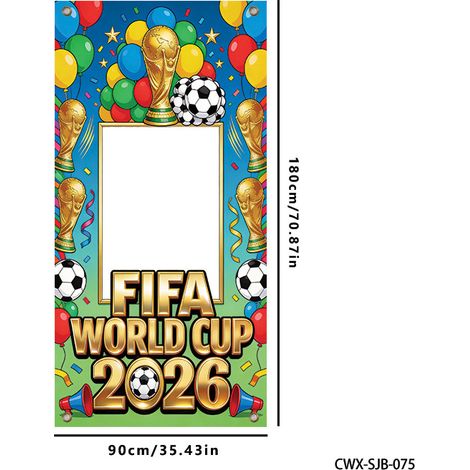 Nouvelle bannière décorative de fond pour la Coupe États-Unis-Canada 2026, avec découpe de but et photo, idéale pour les fans de football - 90 x 180 cm (vinyle) avec ruban - Style 7