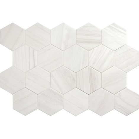 Carrelage grès  cérame effet pierre hexagonal LITHOS Hexagone 11.6x10.1cm Blanc - Naturel - boîte de 0.44 m2 Hexagone 11.6x10.1 cm Blanc - Naturel -