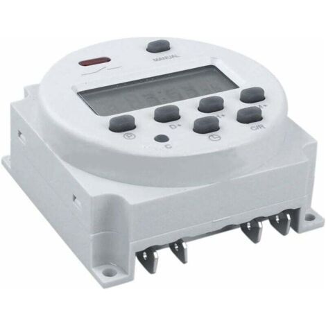 CN101 Minuterie numérique 12 V DC/AC, interrupteur de relais de temps programmable LCD pour prises électriques Blanc (1/3)