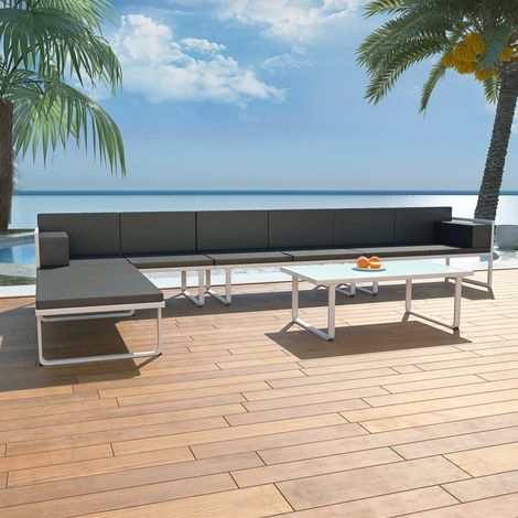 Salon de jardin 5 pcs - Canapé de jardin - Ensembles de Meubles d'exterieur - Textilène Aluminium Noir Chic-243822 (1/5)