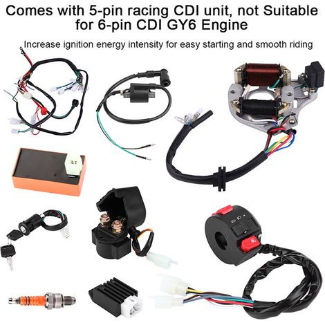 Kit de câblage avec faisceau CDI pour quad/VTT 50/70/90/110 cm³ à démarrage électrique