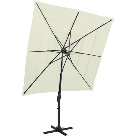Paravent de jardin à quatre niveaux avec poteau en aluminium couleur sable (1/5)