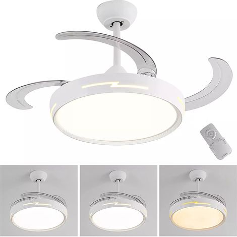 Ventilatore Da Soffitto Con Luce Pale Scomparsa 72W Lampadario Sospensione con Telecomando incluso Regolabile 3000K 4000K 6500K (1/5)