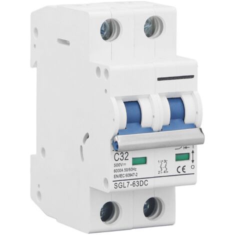 Disjoncteur Miniature DC 2 pôles 500V 32Amp, interrupteur de déconnexion monté sur Rail Din pour système solaire PV (1/5)