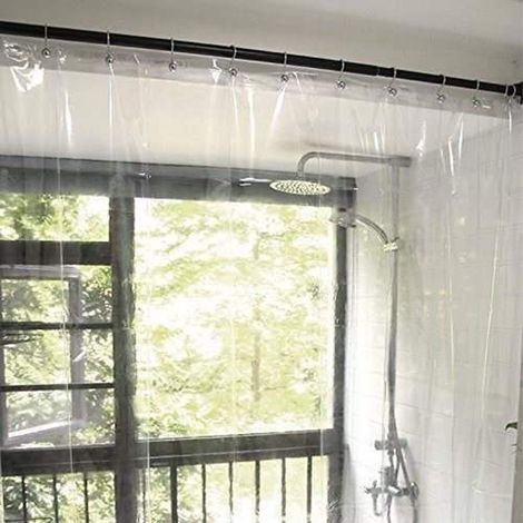 Rideau de douche transparent en PEVA avec aimant lesté, résistant aux moisissures et imperméable. (1/3)