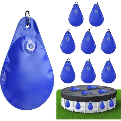 Sacs à Eau pour Bâche de Piscine,8PCS Poids de Couverture de Piscine avec Crochets,Sacs d'eau de Piscine PVC,Sacs d'eau Lourds pour Couverture de Piscine pour Bâche Piscine Hors Sol Antigel en Hiver (1/5)