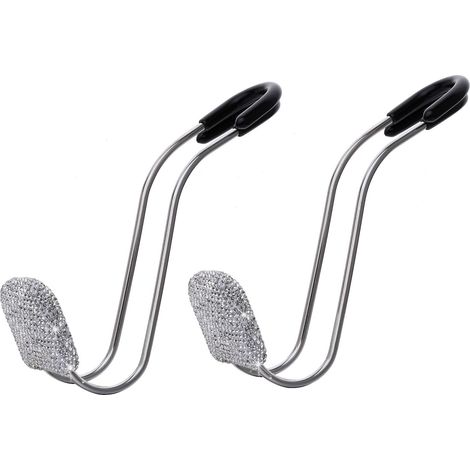 BRAVIX 2 Pièces Crochets De Voiture Bling, Multifonctionnel Bling Acier Inoxydable Crochet De Siège Auto Universel, Pour Organisateur Siège Arrière Voiture Pour Crochet Support Sac à Main(Blanc)