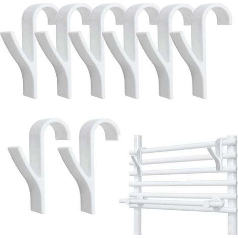 Lot de 8 Crochet pour Radiateurs, Porte serviette salle de bain, Radiateur Sèche-serviettes, crochet porte serviette pour radiateur, crochet seche serviette (Blanc) (1/4)