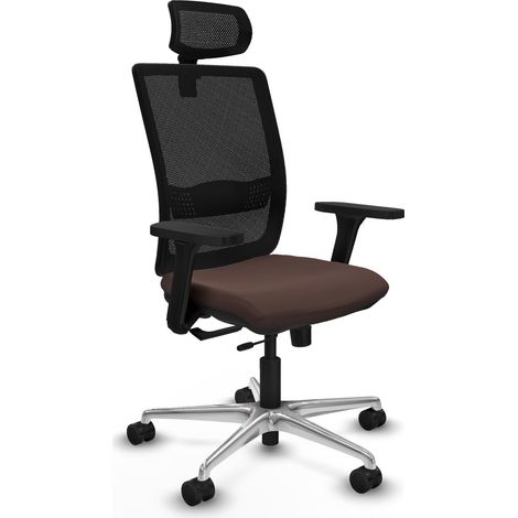 Sedia da ufficio piqueras y crespo modello ergonomico marrone scuro similpelle (1/2)