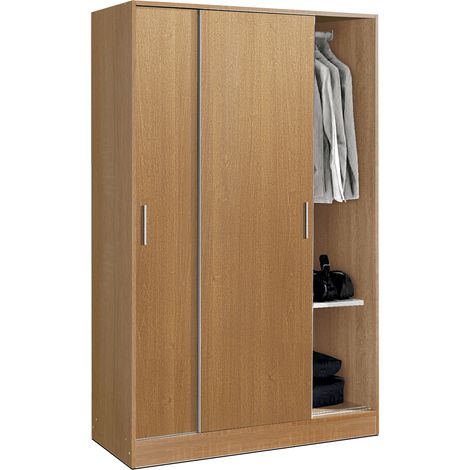 Armoire / placard de rangement de 2 portes coulissantes coloris Merisier - longueur 122 x profondeur 56 x hauteur 200 cm -PEGANE-