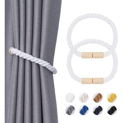 Ganchos magnéticos para cortinas - Juego de 2 - Decoración del hogar - Cordón de algodón - Aptos para cortinas en el hogar y la oficina - Beige (1/5)