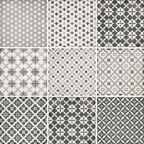 Carrelage sol / mur effet ciment motif patchwork gris 20x20 cm ART NOUVEAU ALAMEDA GREY (vendu par boite de 1m2) (1/2)