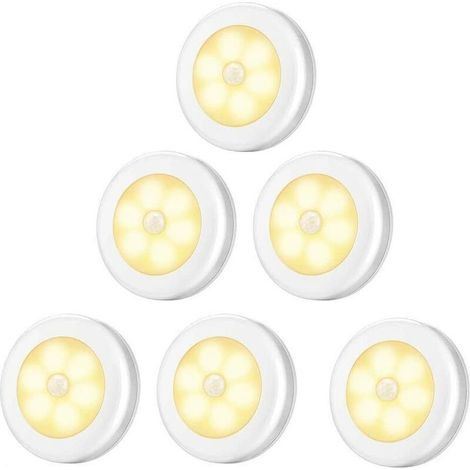 6 pezzi luce bianca calda c2723 luce notturna a induzione del corpo umano illuminazione intelligente da comodino, per illuminazione interna ed esterna, decorazione (1/5)